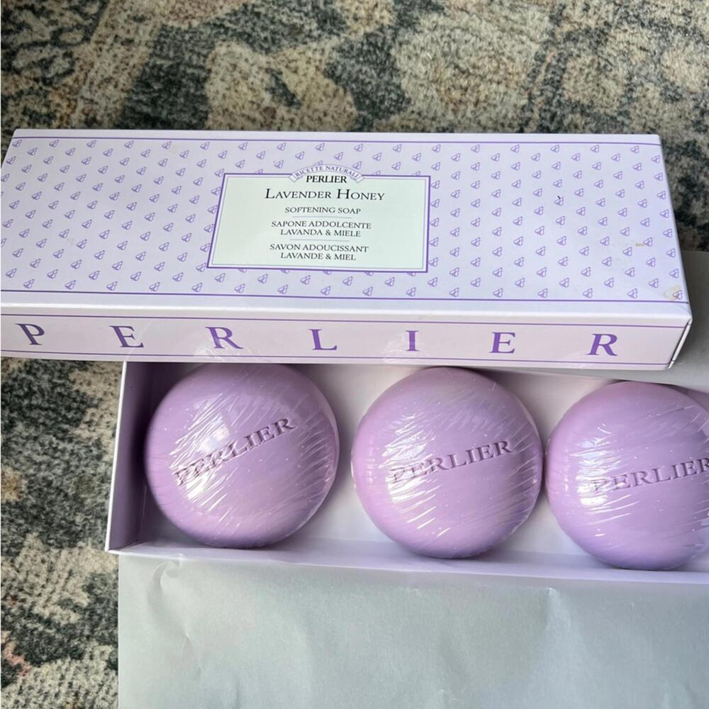 🆕 PERLIER Organic French Lavender Soap Set 3 x 4.4 oz Luxury Gift box wrapped